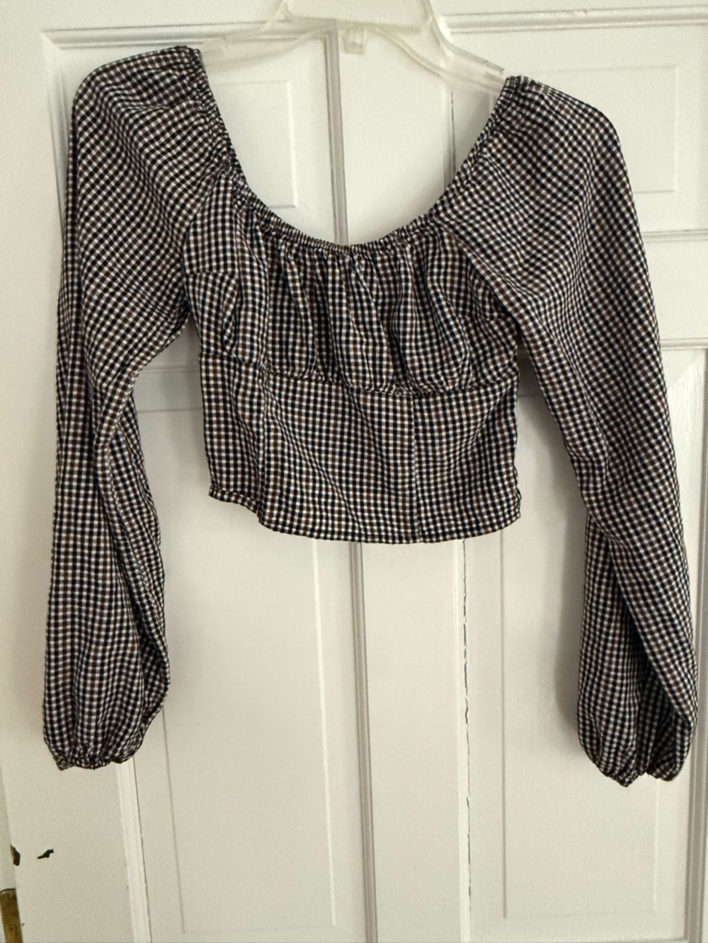 Hollister Black & Brown Gingham Smocked Skirt